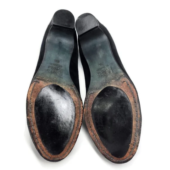 Eileen Fisher Neat Black Suede Round-Toe Low Block Heel Slip-On Pumps - Picture 10 of 14